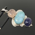 Larimar Gemstone Wire Wrapped Pendant Silver Jewelry Gifts for Her Bohemian Jewelry Default Title