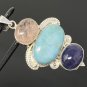 Larimar Gemstone Wire Wrapped Pendant Silver Jewelry Gifts for Her Bohemian Jewelry Default Title