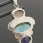 Larimar Gemstone Wire Wrapped Pendant Silver Jewelry Gifts for Her Bohemian Jewelry Default Title