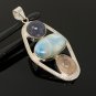 Larimar Gemstone Wire Wrapped Pendant Silver Jewelry Gifts for Her Bohemian Jewelry Default Title