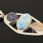 Larimar Gemstone Wire Wrapped Pendant Silver Jewelry Gifts for Her Bohemian Jewelry Default Title