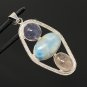 Larimar Gemstone Wire Wrapped Pendant Silver Jewelry Gifts for Her Bohemian Jewelry Default Title