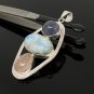 Larimar Gemstone Wire Wrapped Pendant Silver Jewelry Gifts for Her Bohemian Jewelry Default Title