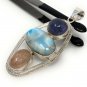 Larimar Gemstone Wire Wrapped Pendant Silver Jewelry Gifts for Her Bohemian Jewelry Default Title
