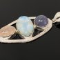 Larimar Gemstone Wire Wrapped Pendant Silver Jewelry Gifts for Her Bohemian Jewelry Default Title