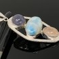 Larimar Gemstone Wire Wrapped Pendant Silver Jewelry Gifts for Her Bohemian Jewelry Default Title