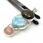 Larimar Gemstone Wire Wrapped Pendant Silver Jewelry Gifts for Her Bohemian Jewelry Default Title