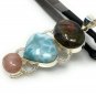 Larimar Gemstone Wire Wrapped Pendant Silver Jewelry Gifts for Her Bohemian Jewelry Default Title