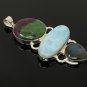 Larimar Gemstone Wire Wrapped Pendant Silver Jewelry Gifts for Her Bohemian Jewelry Default Title