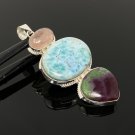 Larimar Gemstone Wire Wrapped Pendant Silver Jewelry Gifts for Her Bohemian Jewelry Default Title