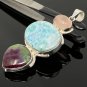 Larimar Gemstone Wire Wrapped Pendant Silver Jewelry Gifts for Her Bohemian Jewelry Default Title