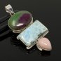 Larimar Gemstone Wire Wrapped Pendant Silver Jewelry Gifts for Her Bohemian Jewelry Default Title