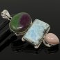 Larimar Gemstone Wire Wrapped Pendant Silver Jewelry Gifts for Her Bohemian Jewelry Default Title