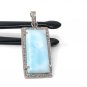Larimar Gemstone Pendant; NPave Diamond Pendant Sterling Silver Jewelry DIY Pendant Default Title