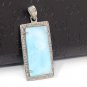 Larimar Gemstone Pendant; NPave Diamond Pendant Sterling Silver Jewelry DIY Pendant Default Title
