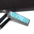 Larimar Pendant; Gemstone Bar PendaPave Diamond Pendant Sterling Silver Pendant DIY Default Title