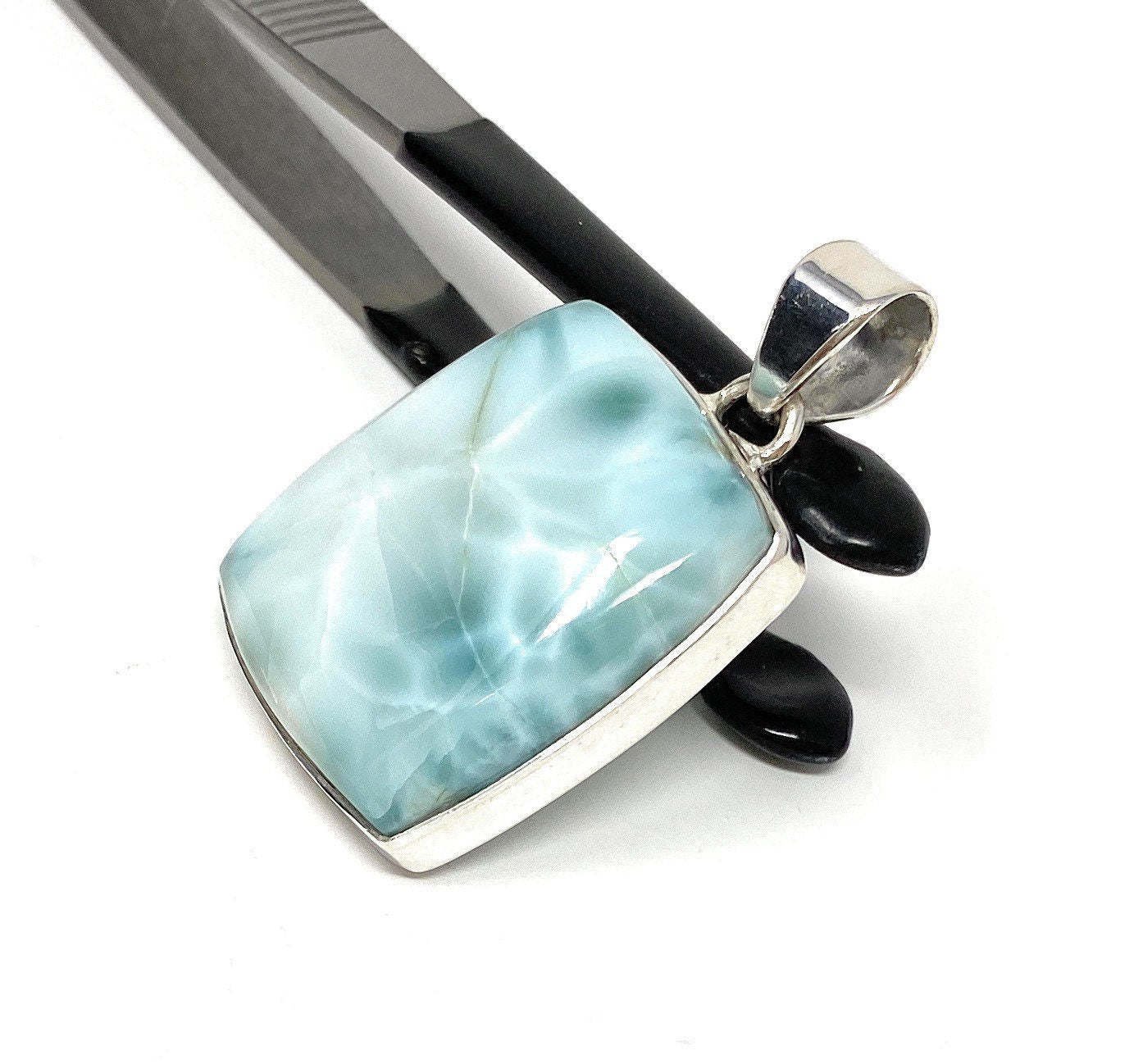 Larimar Pendant; GemsSterling Silver Pendant Natural Gemstone Pendant 40mm X 23.5mm Default Title