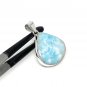 Larimar Pendant; GSterling Silver Pendant Natural Gemstone Pendant 41.5mm x 29.35mm Default Title