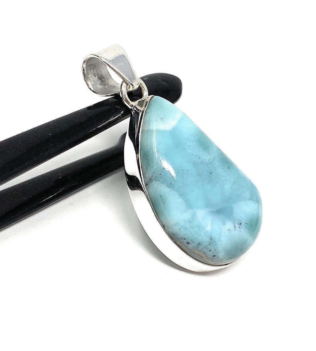 Larimar Pendant; GemstoSterling Silver Pendant Natural Gemstone Pendant 43mm X 21mm Default Title
