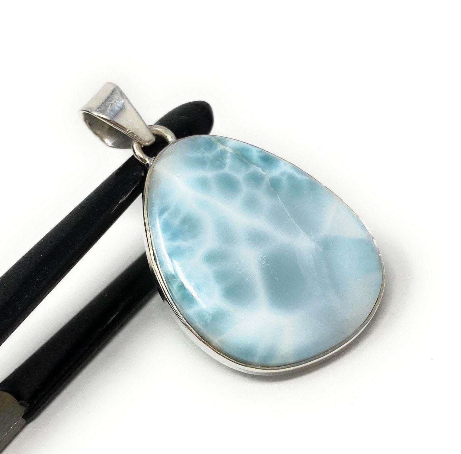 Larimar Pendant; GemsSterling Silver Pendant Natural Gemstone Pendant 43mm X 25.3mm Default Title
