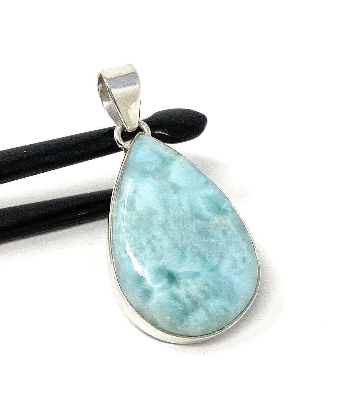 Larimar Pendant; GemstoSterling Silver Pendant Natural Gemstone Pendant 45mm x 23mm Default Title