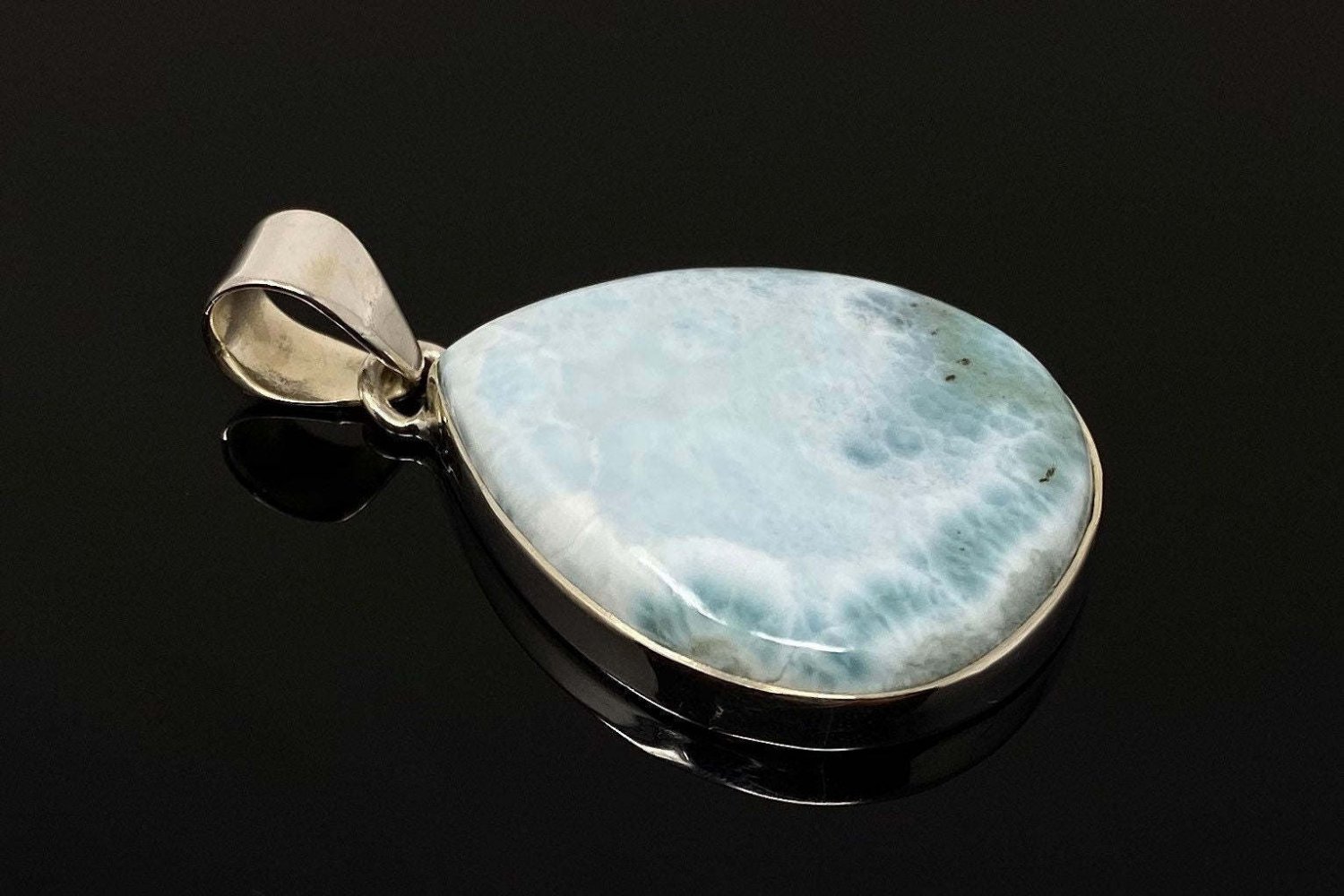 Larimar Pendant; GemSterling Silver Pendant Natural Gemstone Pendant 46mm X 26.75mm Default Title