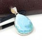 Larimar Pendant; GemSterling Silver Pendant Natural Gemstone Pendant 46mm X 26.75mm Default Title