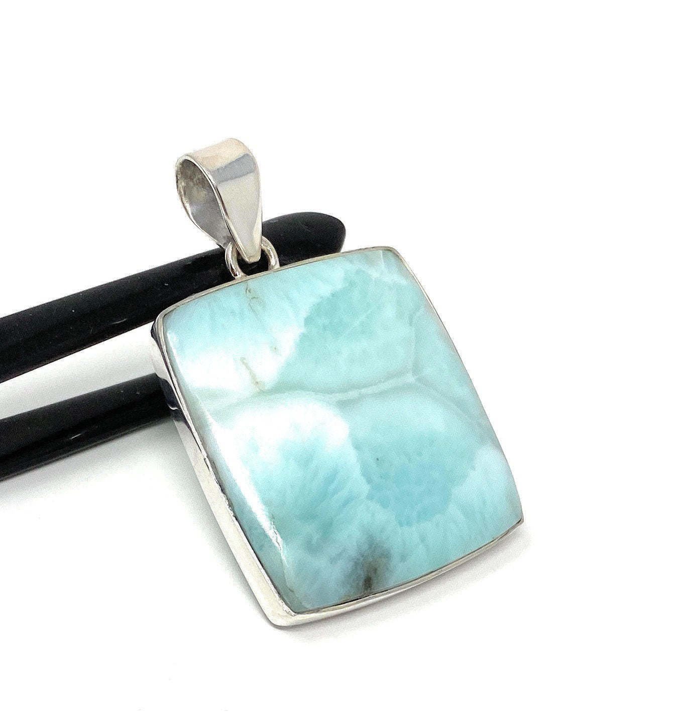 Larimar Pendant; GemsSterling Silver Pendant Natural Gemstone Pendant 47mm x 30.5mm Default Title