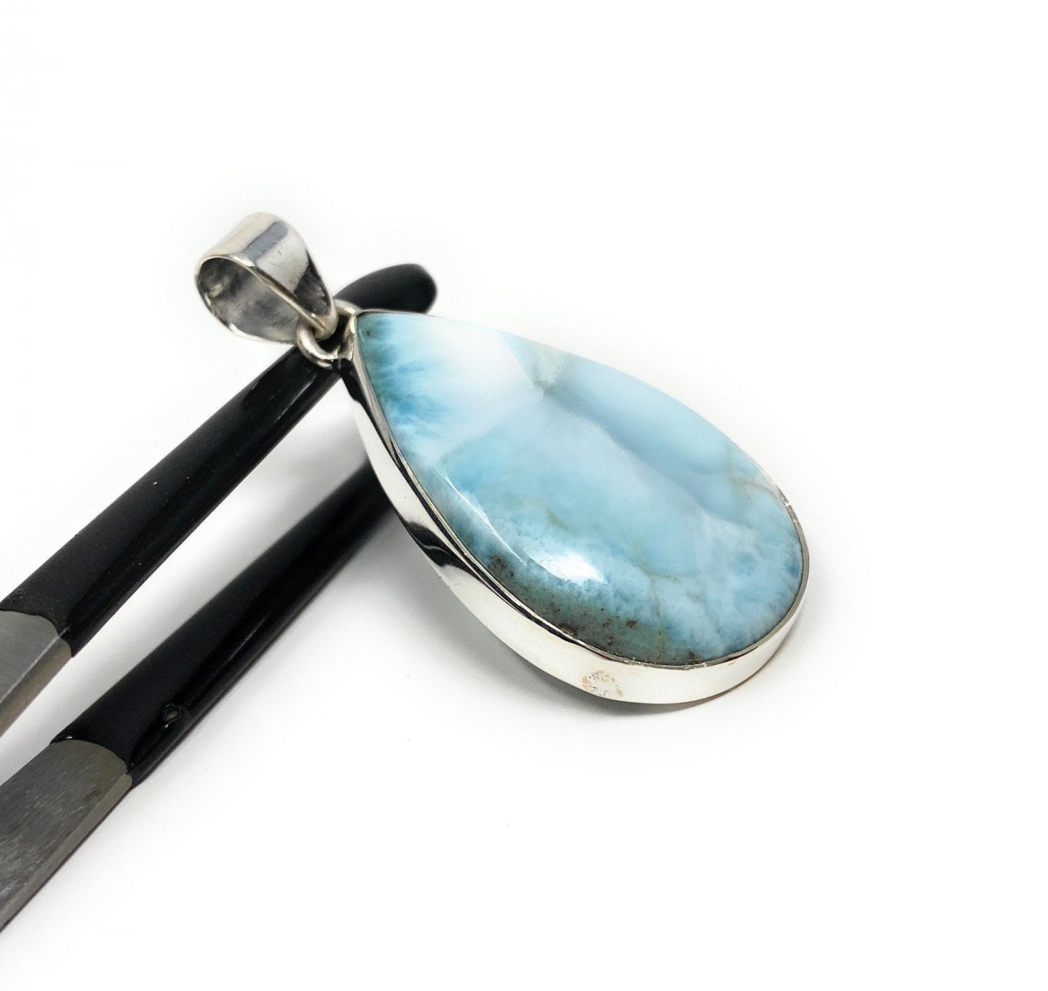 Larimar Pendant; GemSterling Silver Pendant Natural Gemstone Pendant 48.5 x 22.75mm Default Title
