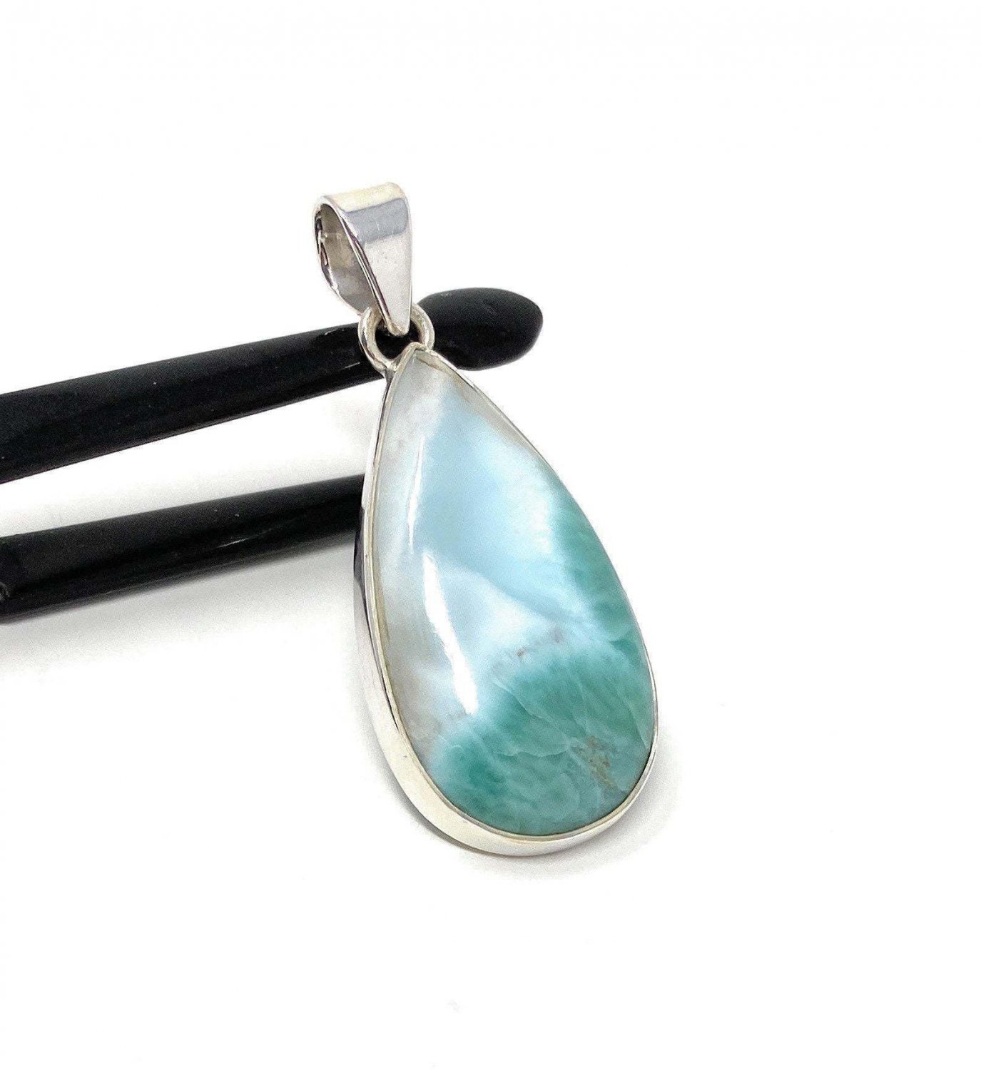 Larimar Pendant; GemstoSterling Silver Pendant Natural Gemstone Pendant 48mm x 20mm Default Title