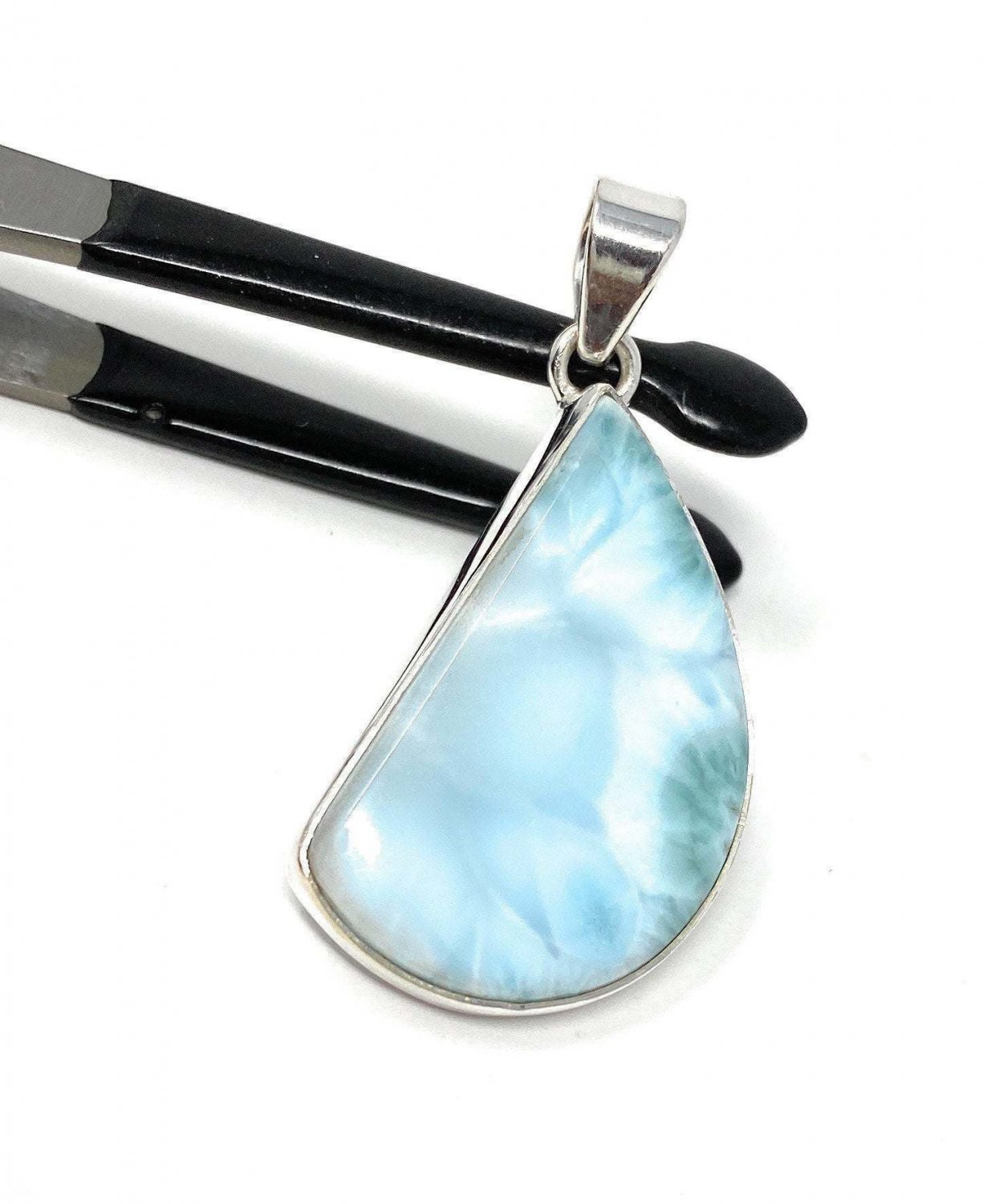 Larimar Pendant; GemstoSterling Silver Pendant Natural Gemstone Pendant 48mm x 22mm Default Title