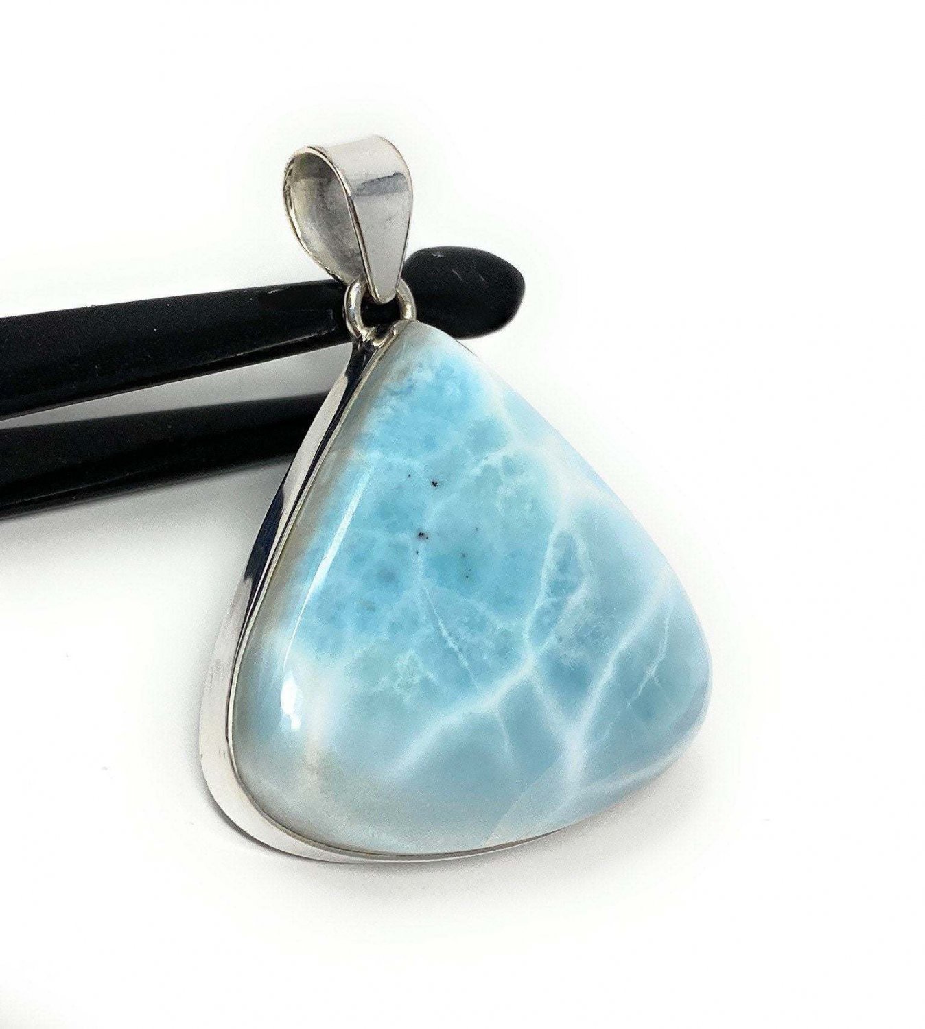 Larimar Pendant; GemstoSterling Silver Pendant Natural Gemstone Pendant 48mm X 38mm Default Title