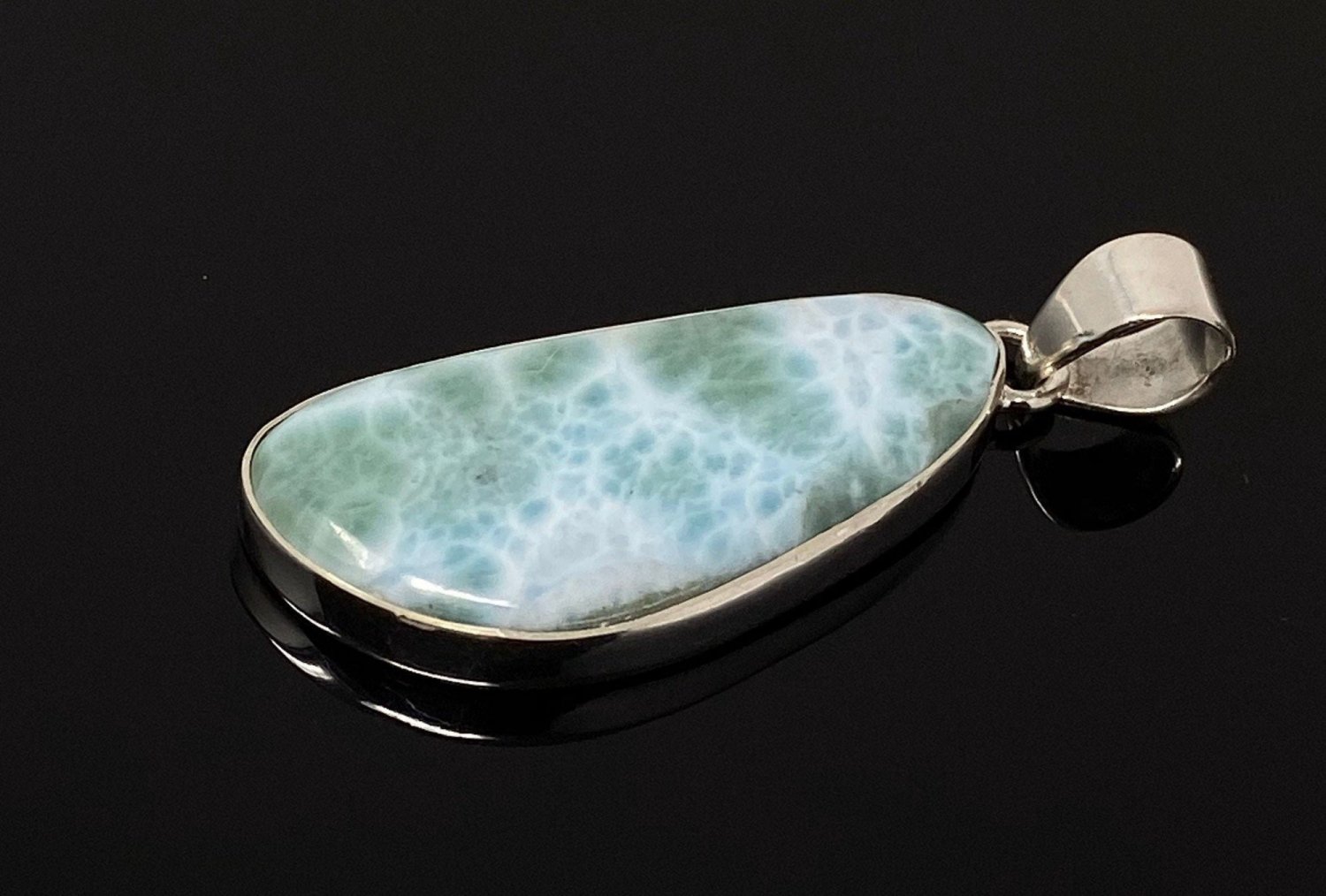 Larimar Pendant; GemSterling Silver Pendant Natural Gemstone Pendant 51.5 X 18.45mm Default Title