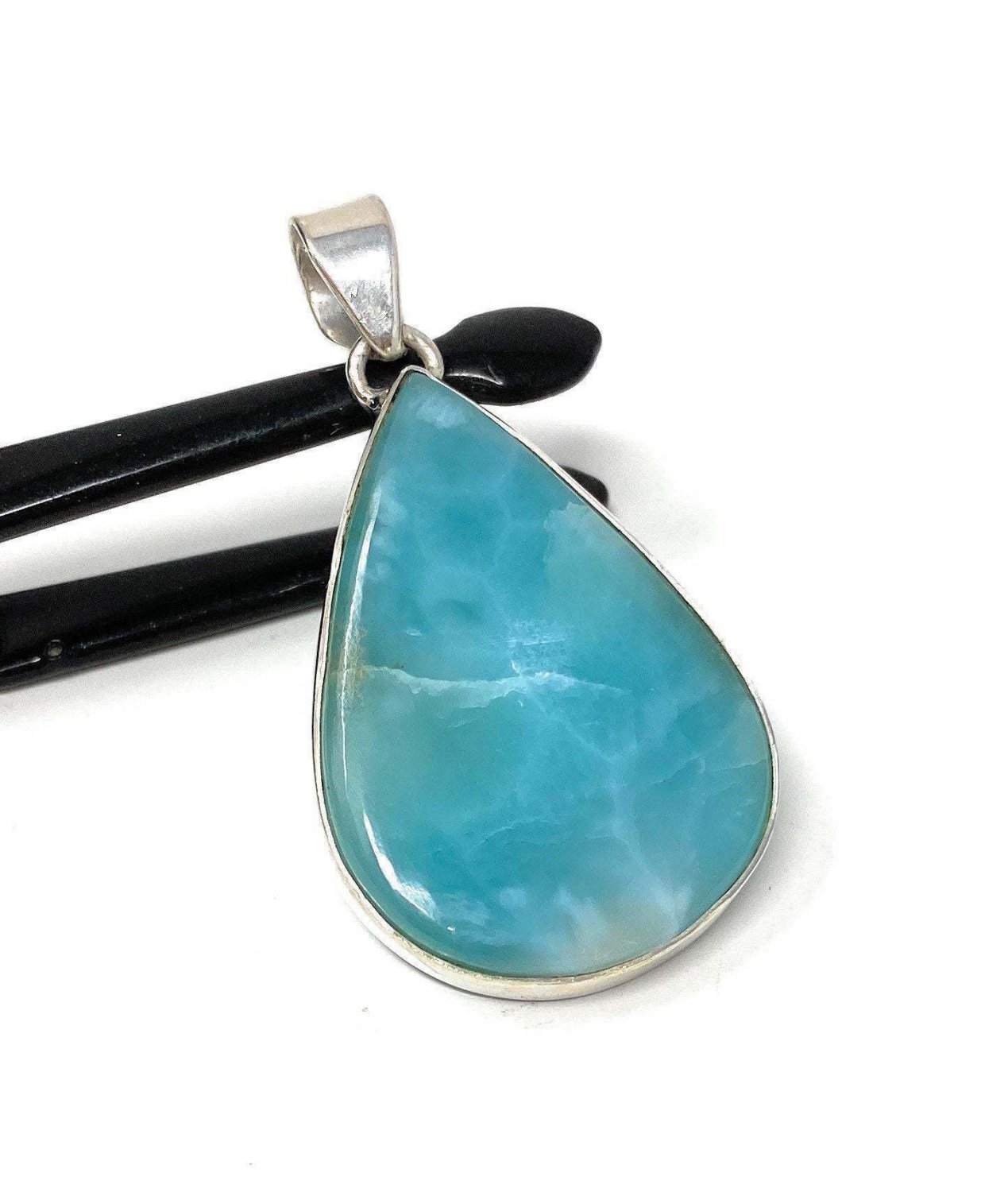 Larimar Pendant; GemsSterling Silver Pendant Natural Gemstone Pendant 51mm X 27.3mm Default Title