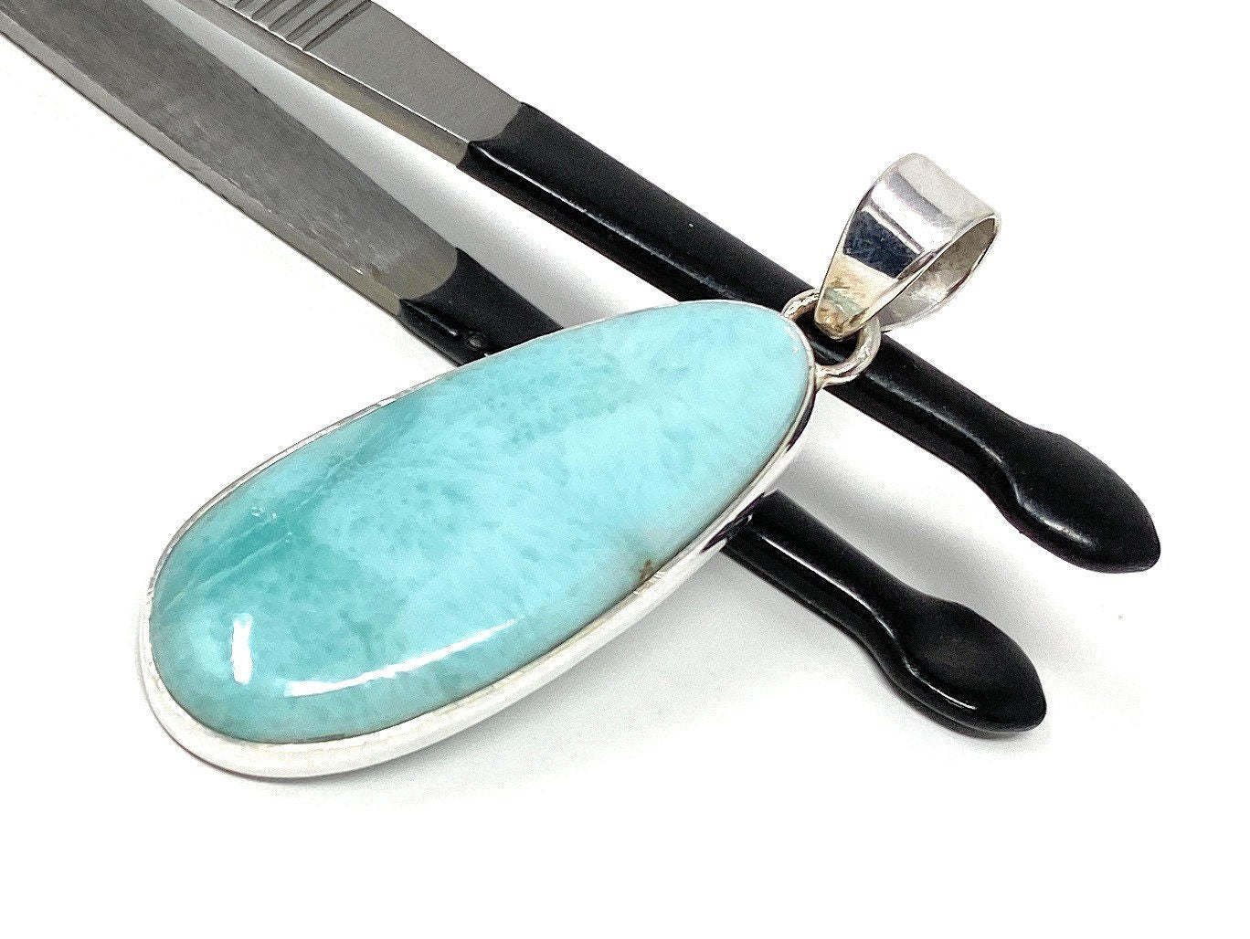 Larimar Pendant; GemstoSterling Silver Pendant Natural Gemstone Pendant 53mm X 18mm Default Title