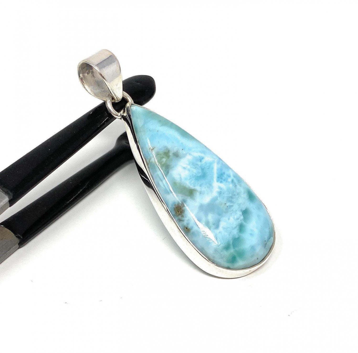 Larimar Pendant; GemsSterling Silver Pendant Natural Gemstone Pendant 53mm x 19.5mm Default Title