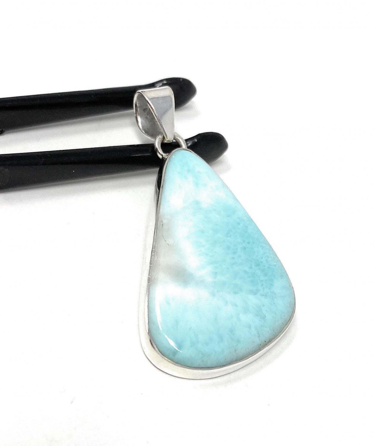 Larimar Pendant; GemsSterling Silver Pendant Natural Gemstone Pendant 53mm x 26.3mm Default Title