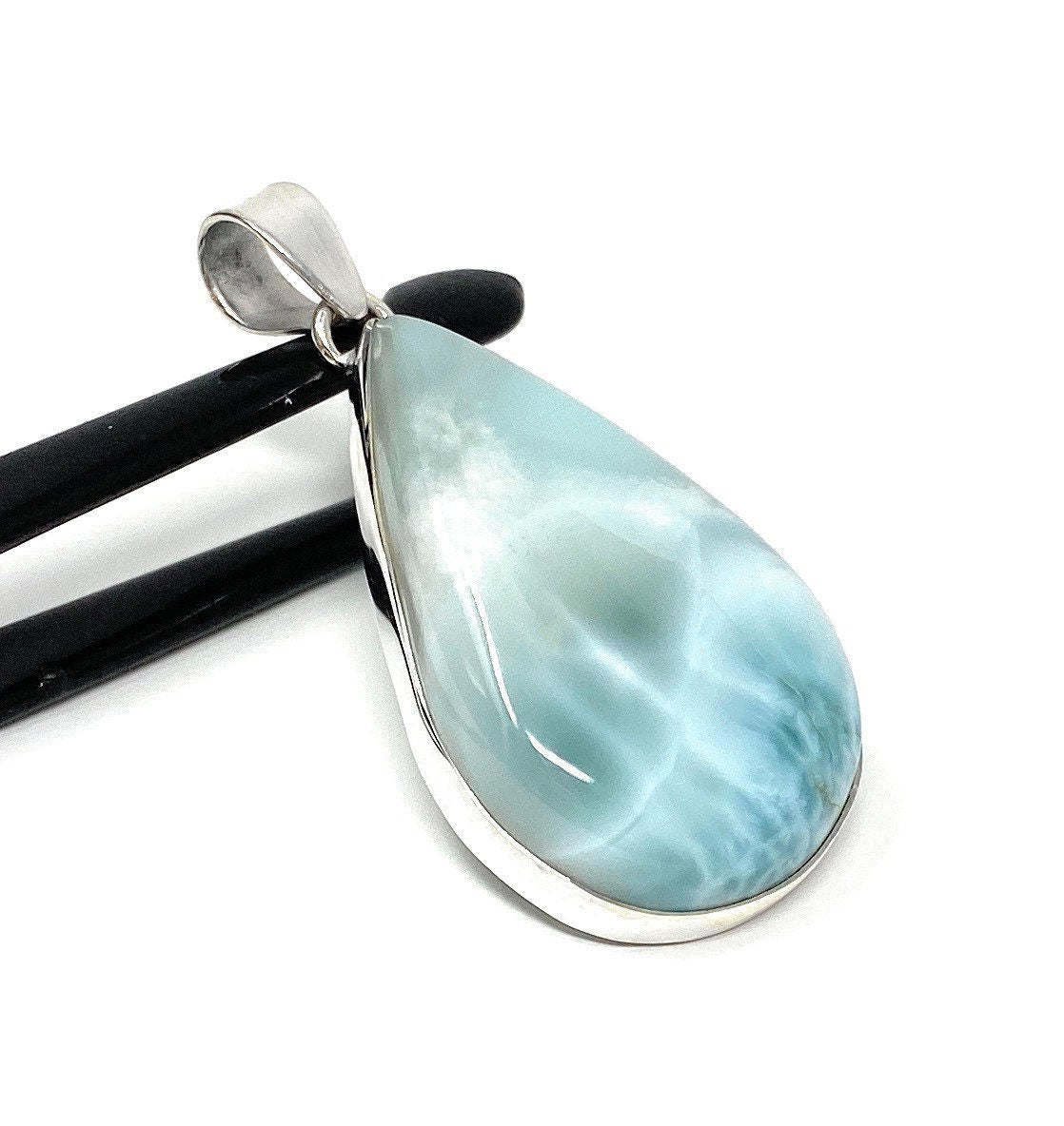 Larimar Pendant; Sterling Silver Pendant Natural Gemstone Pendant 54.75mm X 26.75mm Default Title