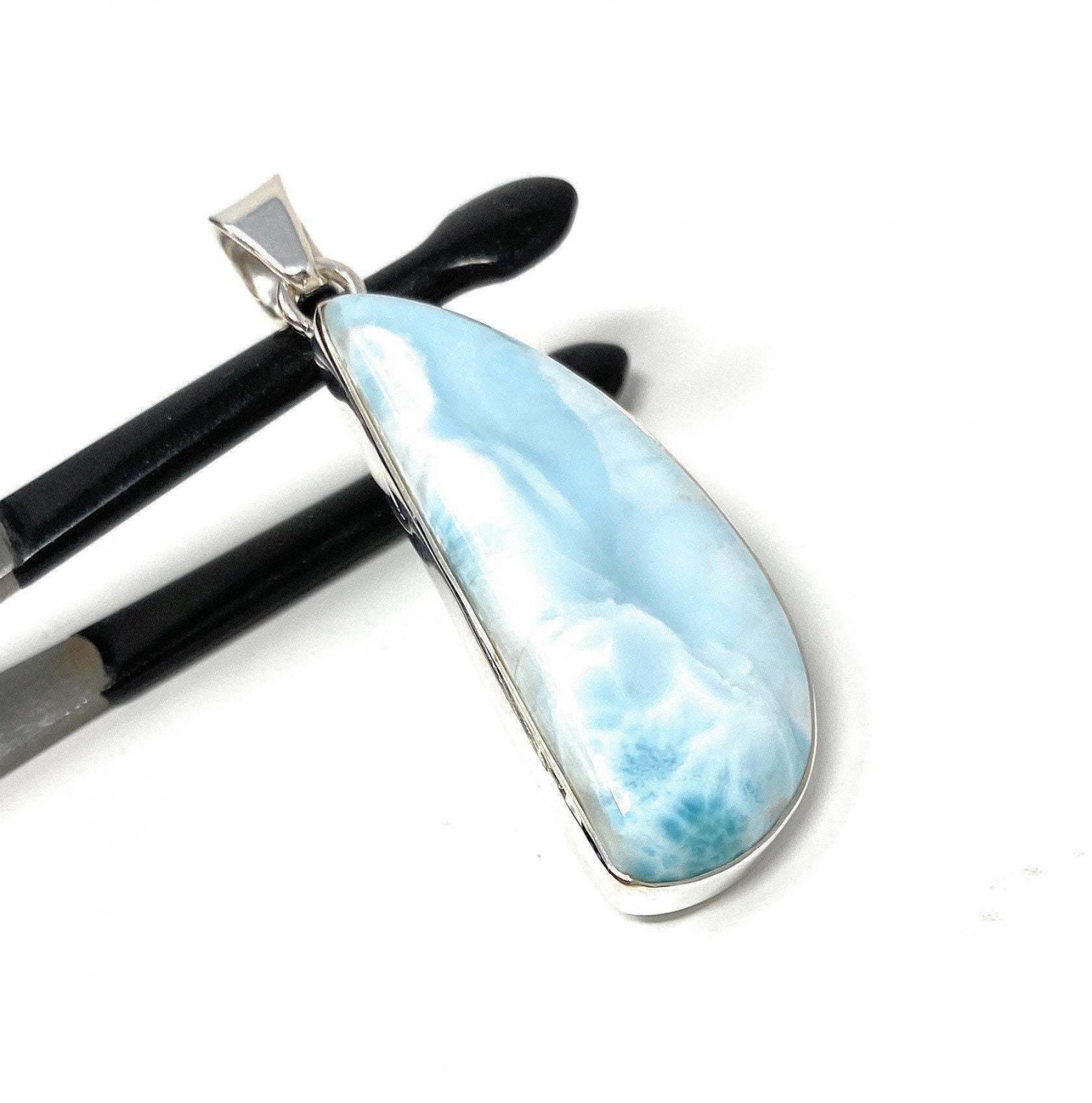 Larimar Pendant; GemstSterling Silver Pendant Natural Gemstone Pendant 57 X 18.75mm Default Title