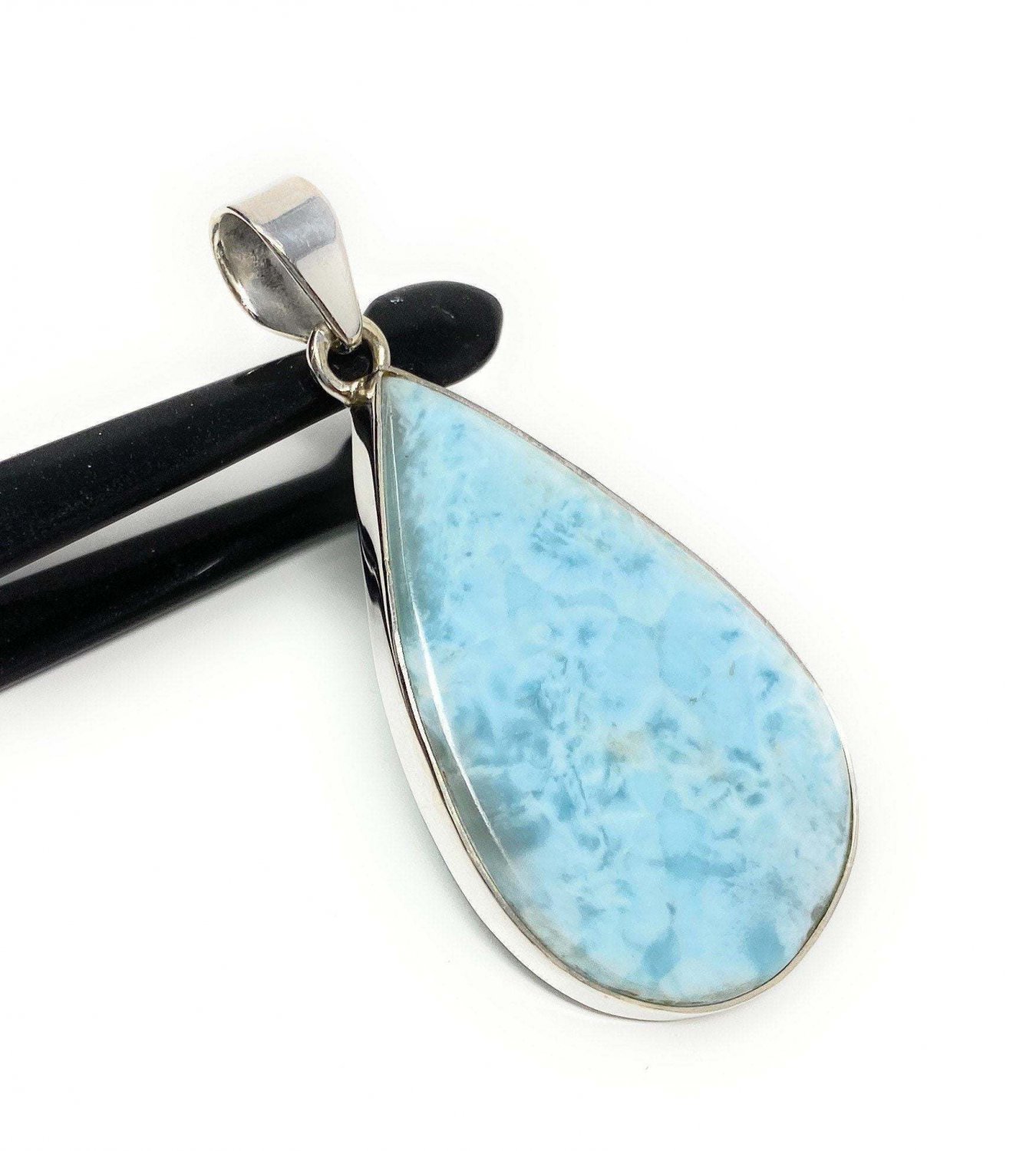 Larimar Pendant; GSterling Silver Pendant Natural Gemstone Pendant 58.2mm X 28.35mm Default Title