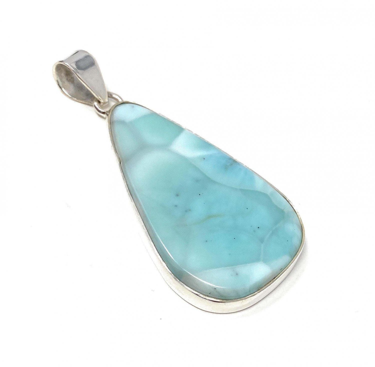 Larimar Pendant; GemstoSterling Silver Pendant Natural Gemstone Pendant 61mm X 27mm Default Title
