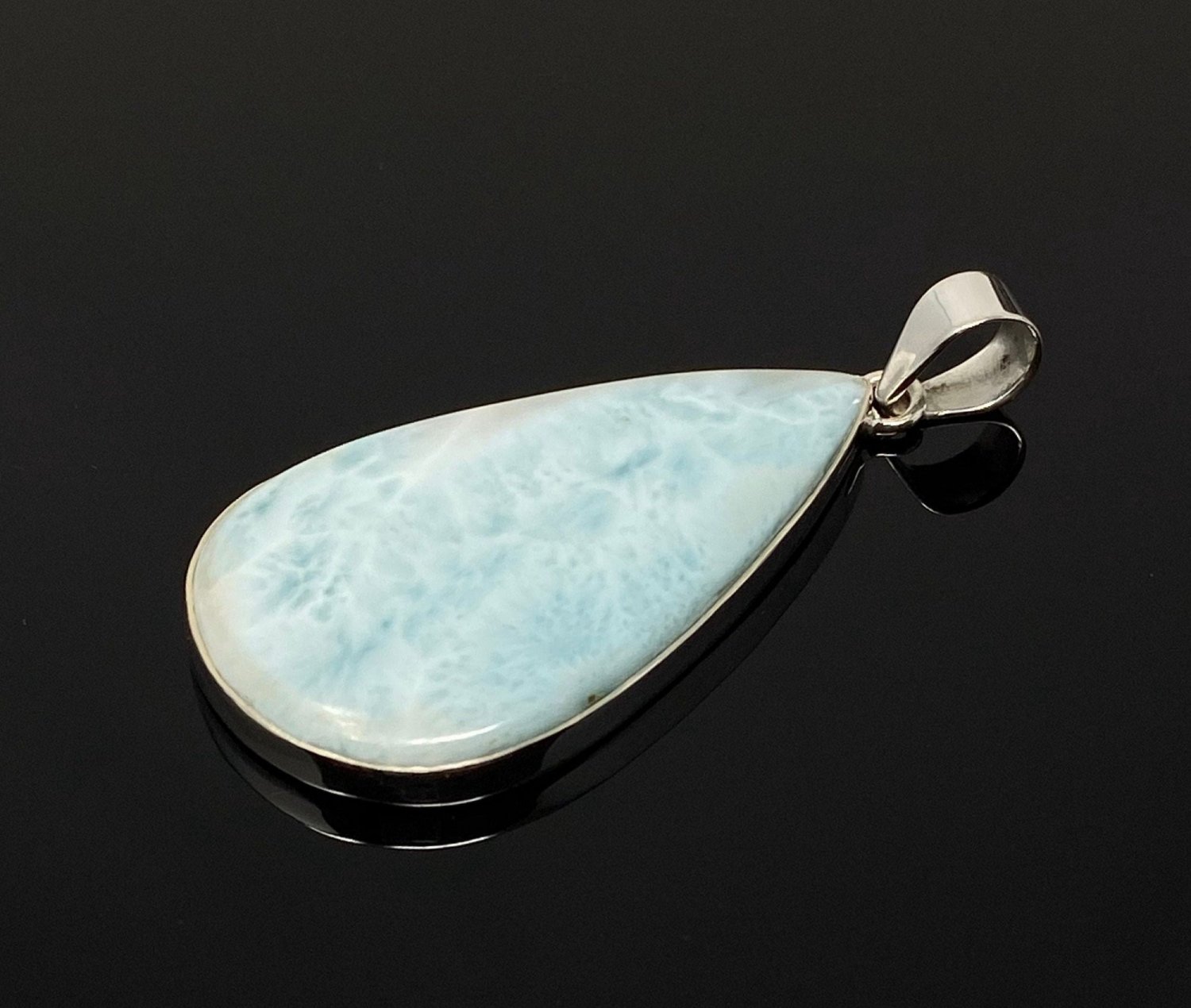 Larimar Pendant; GeSterling Silver Pendant Natural Gemstone Pendant 64.85 X 30.35mm Default Title