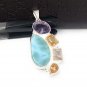 Larimar Pendant; Gemstone Pendant; CAmethyst Pendant Gifts for Her Bohemian Jewelry Default Title