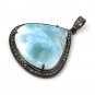 Diamond Pendant Sterling Silver Gemstone Larimar Pave Diamond Pendant 44.45x31.75mm Default Title