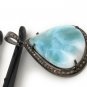 Diamond Pendant Sterling Silver Gemstone Larimar Pave Diamond Pendant 44.45x31.75mm Default Title