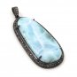 LDiamond Pendant Sterling Silver Gemstone Larimar Pave Diamond Pendant 58.75mmx26mm Default Title