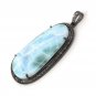 LDiamond Pendant Sterling Silver Gemstone Larimar Pave Diamond Pendant 58.75mmx26mm Default Title
