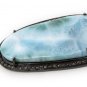 LDiamond Pendant Sterling Silver Gemstone Larimar Pave Diamond Pendant 58.75mmx26mm Default Title