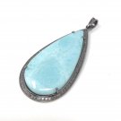 Larimar Pendant; GemstoGemstone Diamond Pendant Pave Diamond Pendant Silver Pendant Default Title