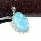 Larimar PSterling Silver Bohemian Jewelry Natural Gemstone Pendant 48.15mmx 25.15mm Default Title